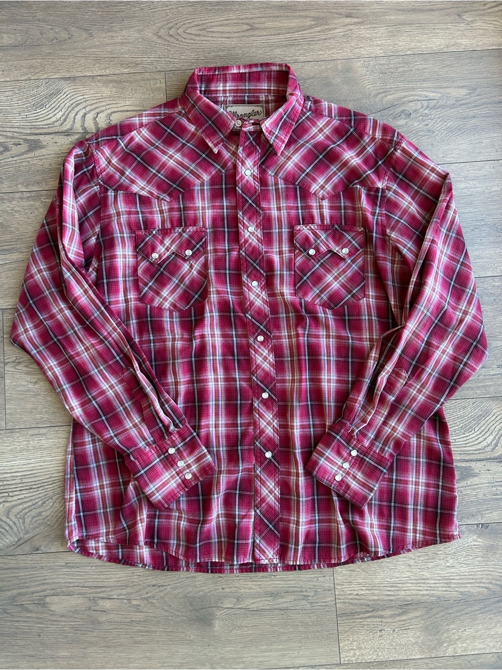 Wrangler Men's Red Plaid Pearl Snap Western Shirt